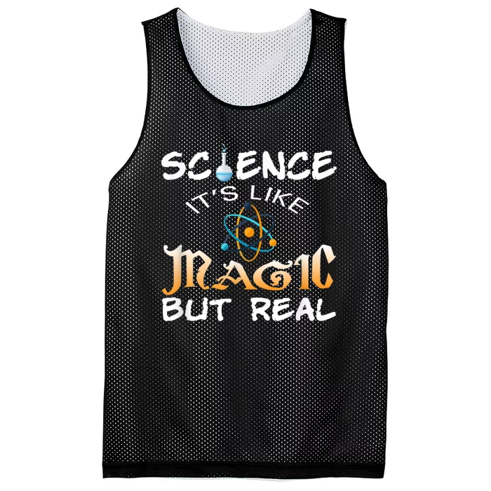 Science Its Like Magic But Real Pun Funny Magical Mesh Reversible Basketball Jersey Tank