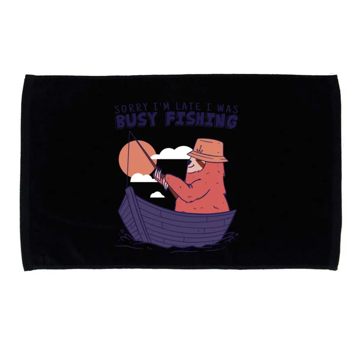 Sorry I'm Late Busy Fishing Microfiber Hand Towel