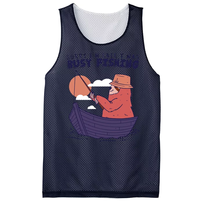 Sorry I'm Late Busy Fishing Mesh Reversible Basketball Jersey Tank