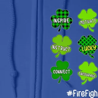 Shamrock Inspire Love Lucky Firefighter St Patrick's Day Gift Full Zip Hoodie