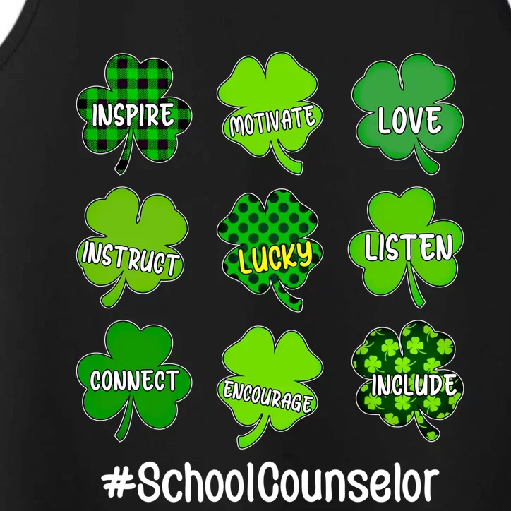 Shamrock Inspire Love Lucky School Counselor St Patricks Day Gift Performance Tank