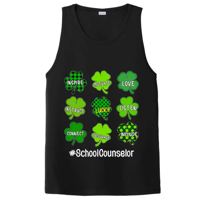 Shamrock Inspire Love Lucky School Counselor St Patricks Day Gift Performance Tank