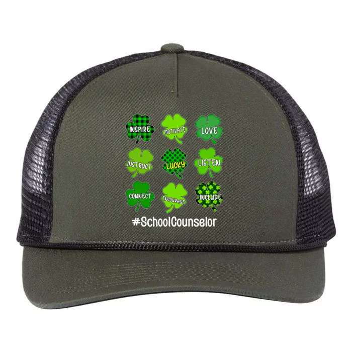 Shamrock Inspire Love Lucky School Counselor St Patricks Day Gift Retro Rope Trucker Hat Cap