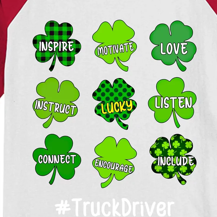 Shamrock Inspire Love Lucky Truck Driver St Patricks Day Cute Gift Kids Colorblock Raglan Jersey