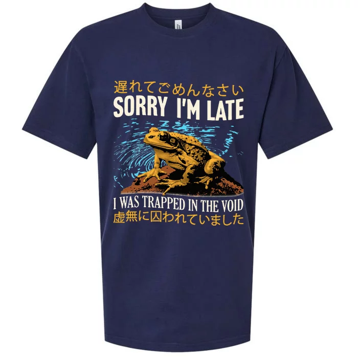 Sorry IM Late I Was Trapped In The Void Frog Japanese Sueded Cloud Jersey T-Shirt