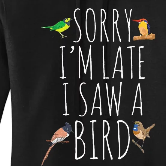 Sorry IM Late I Saw A Bird Cute Bird Lover Birding Women's Pullover Hoodie