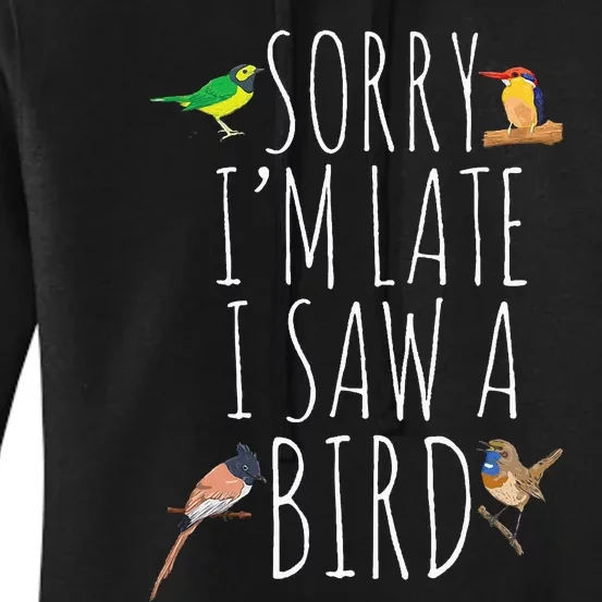 Sorry I'M Late I Saw A Bird Cute quote Bird Lover Women's Pullover Hoodie