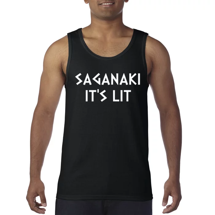 Saganaki Its Lit Greek Cheese Lover Foodie Tank Top