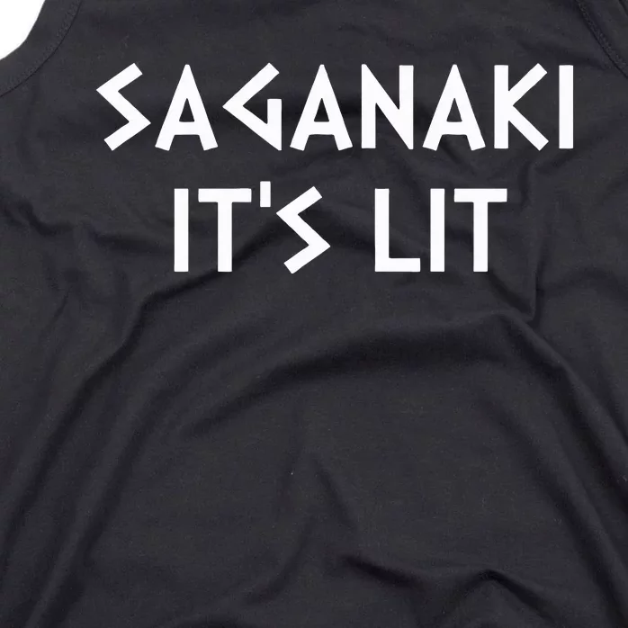 Saganaki Its Lit Greek Cheese Lover Foodie Tank Top