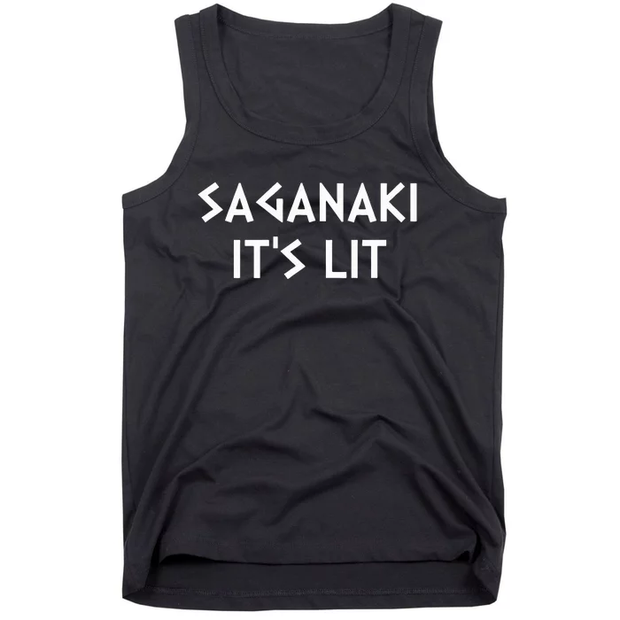 Saganaki Its Lit Greek Cheese Lover Foodie Tank Top