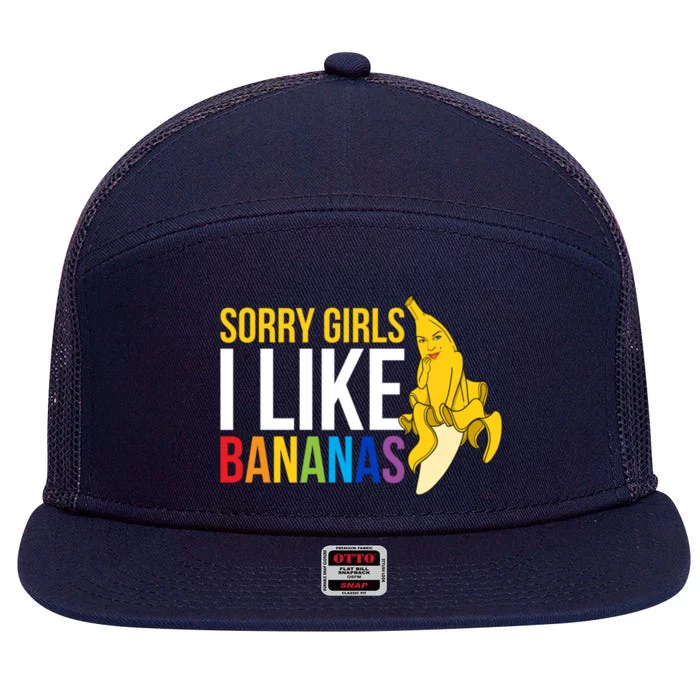 Sorry I Like Bananas Gift 7 Panel Mesh Trucker Snapback Hat