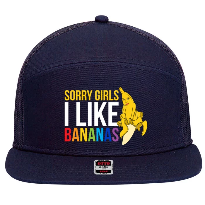 Sorry I Like Bananas Gift 7 Panel Mesh Trucker Snapback Hat