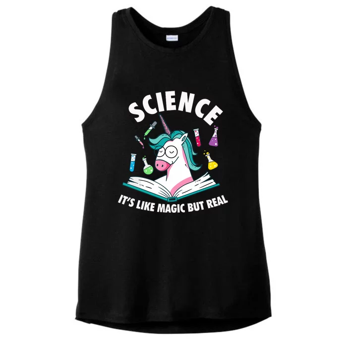 Science Is Like Magic But Real Unicorn Ladies Tri-Blend Wicking Tank