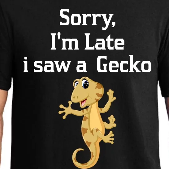 Sorry I'am Late A Saw A Gecko Funny Crested Gecko Gift Pajama Set