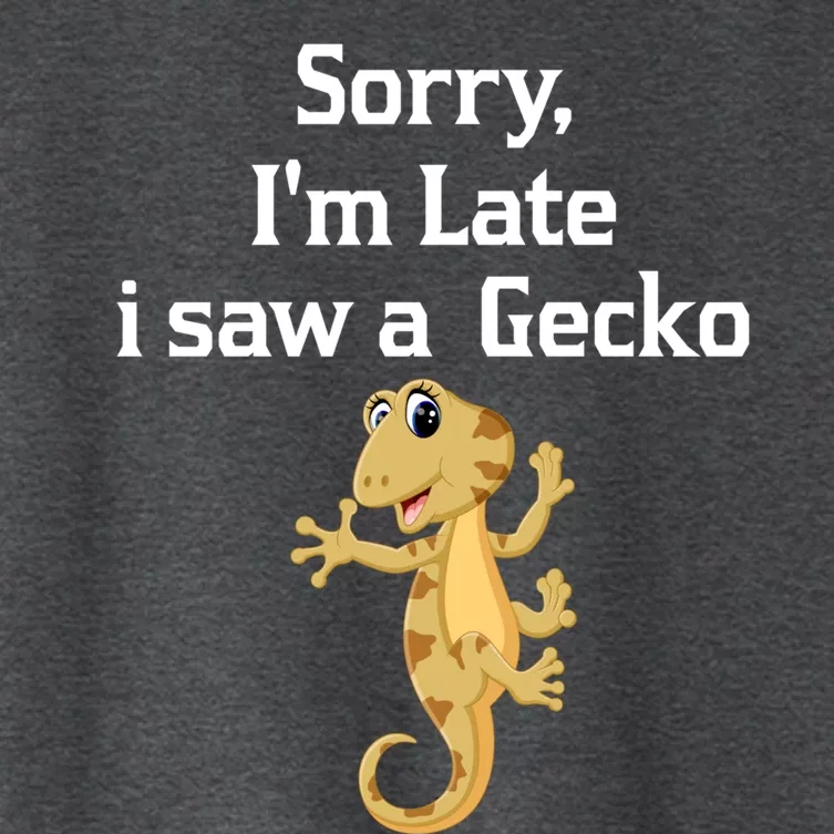 Sorry I'am Late A Saw A Gecko Funny Crested Gecko Gift Women's Crop Top Tee