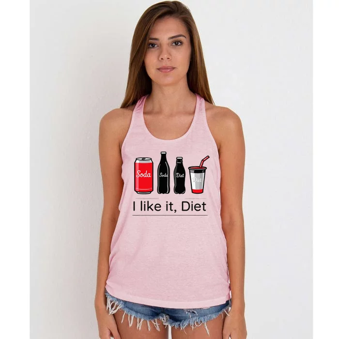 Soda I Like It Diet Essentials Morning Beverage Love Women's Knotted Racerback Tank