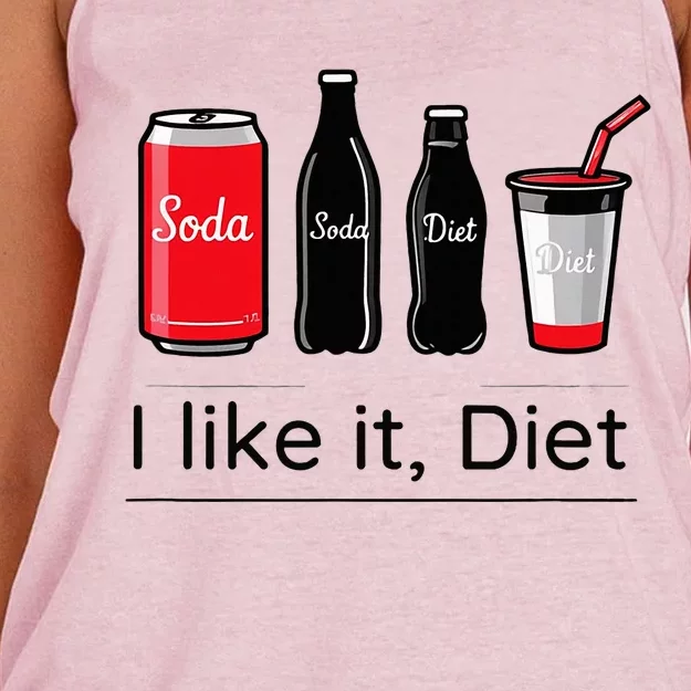 Soda I Like It Diet Essentials Morning Beverage Love Women's Knotted Racerback Tank