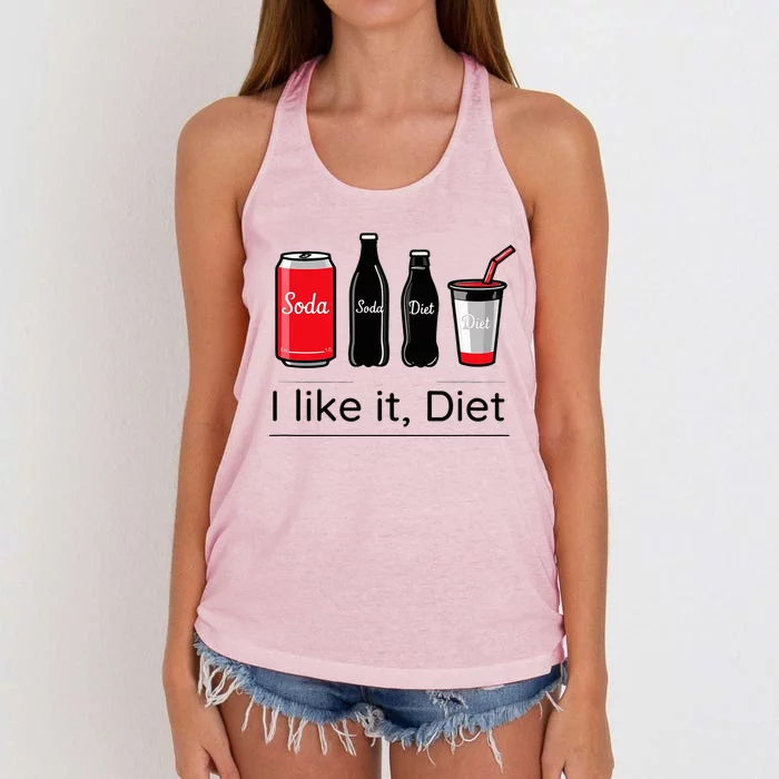 Soda I Like It Diet Essentials Morning Beverage Love Women's Knotted Racerback Tank