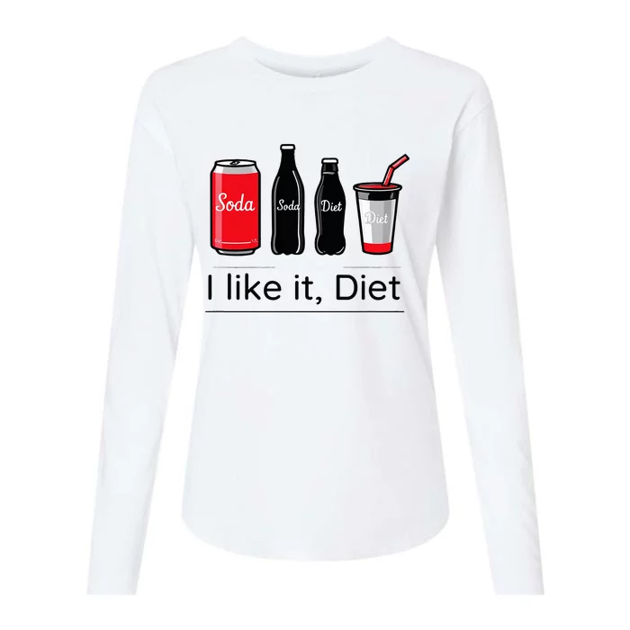 Soda I Like It Diet Essentials Morning Beverage Love Womens Cotton Relaxed Long Sleeve T-Shirt