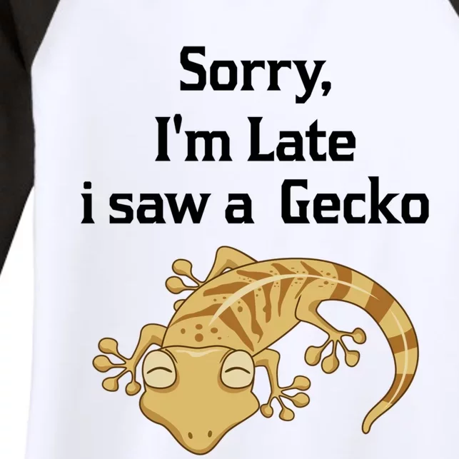 Sorry I'am Late A Saw A Gecko Funny Crested Gecko Gift Women's Tri-Blend 3/4-Sleeve Raglan Shirt