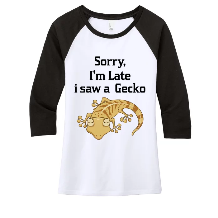 Sorry I'am Late A Saw A Gecko Funny Crested Gecko Gift Women's Tri-Blend 3/4-Sleeve Raglan Shirt