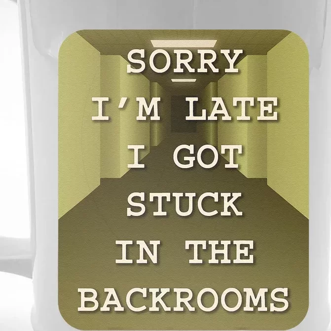 Sorry IM Late I Got Stuck In The Backrooms Liminal Space Front & Back Beer Stein