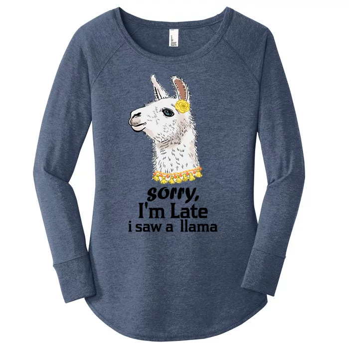 Sorry I'am Late A Saw A Llama Funny Llama Gift Women's Perfect Tri Tunic Long Sleeve Shirt