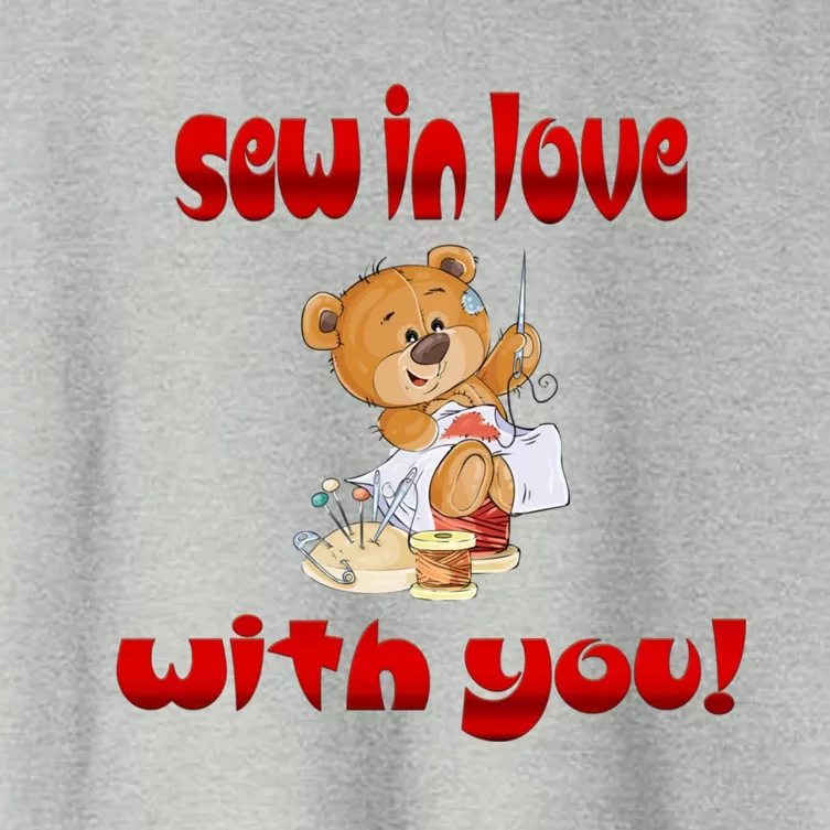 Sew In Love With You Teddy Bears Valentine's Day Gift Meaningful Gift Women's Crop Top Tee