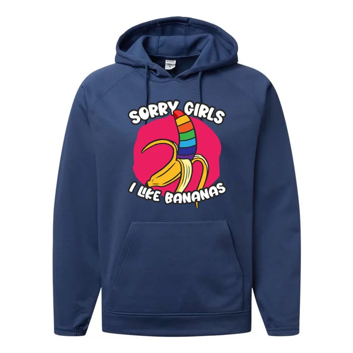 Sorry I Like Bananas Lgbtqia Pride Gift Performance Fleece Hoodie