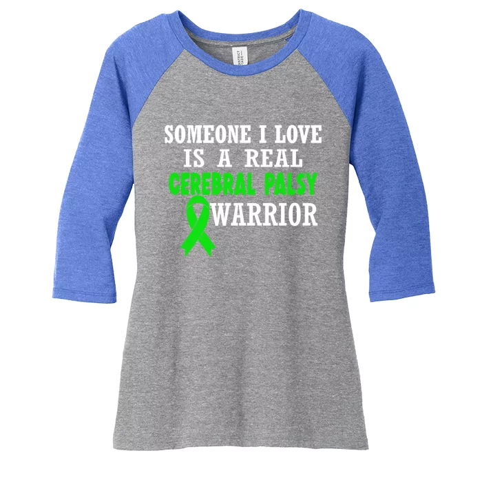 Someone I Love Cerebral Palsy Warrior Cerebral Palsy Ribbon Gift Women's Tri-Blend 3/4-Sleeve Raglan Shirt