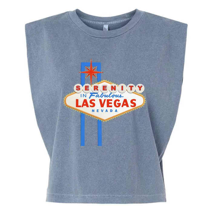 Serenity In Las Vegas Welcome Sign Aa Na Clean & Sober Garment-Dyed Women's Muscle Tee