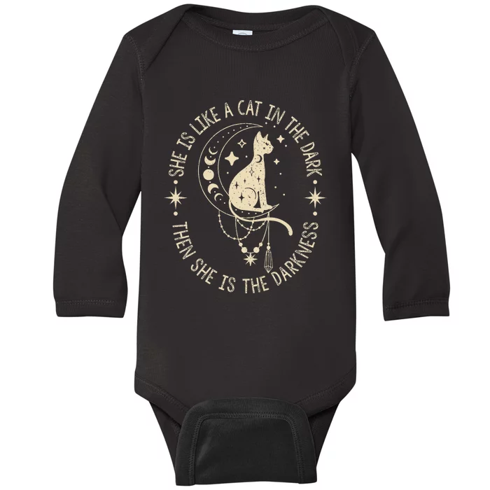 She Is Like A Cat In The Dark Then She Is The Darkness Baby Long Sleeve Bodysuit