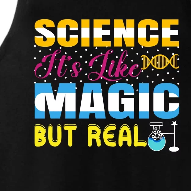 Science ItS Like Magic But Real Graphic Ladies Tri-Blend Wicking Tank