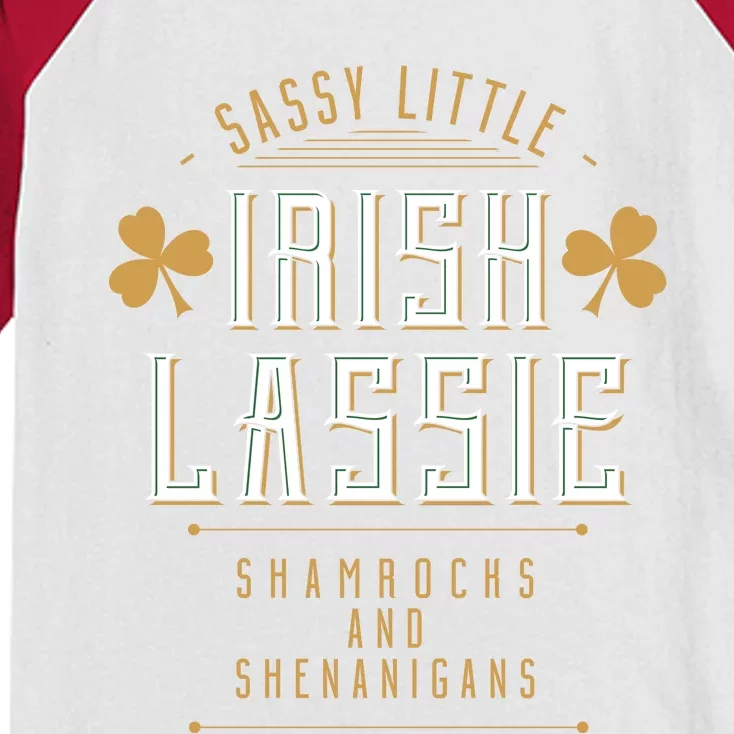 Sassy Irish Lassy Funny St Patricks Day Kids Colorblock Raglan Jersey