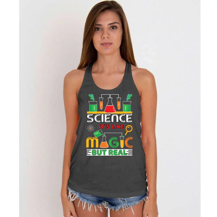 Science: ItS Like Magic But Real Women's Knotted Racerback Tank