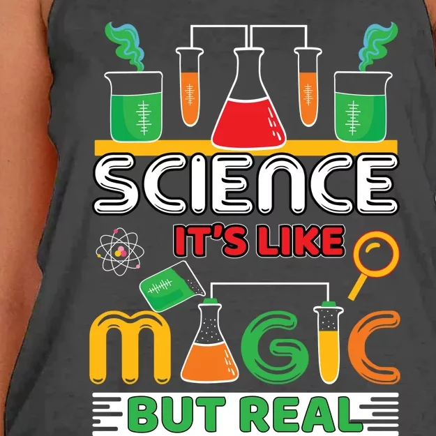 Science: ItS Like Magic But Real Women's Knotted Racerback Tank