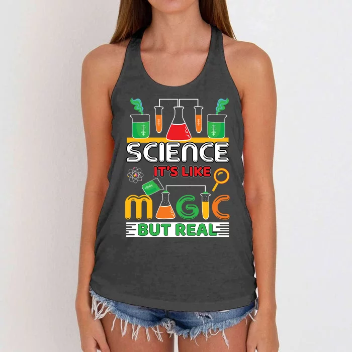 Science: ItS Like Magic But Real Women's Knotted Racerback Tank