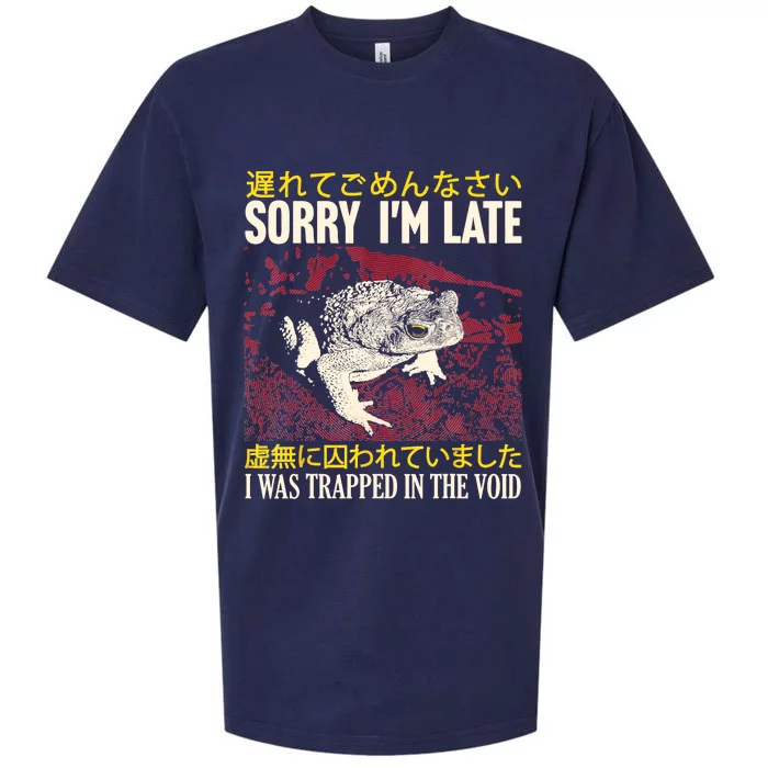 Sorry IM Late I Was Trapped In The Void Japanese Frog Sueded Cloud Jersey T-Shirt