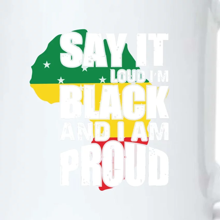 Say It Loud I'm Black And I'm Proud Pride History Flag Map Black Color Changing Mug