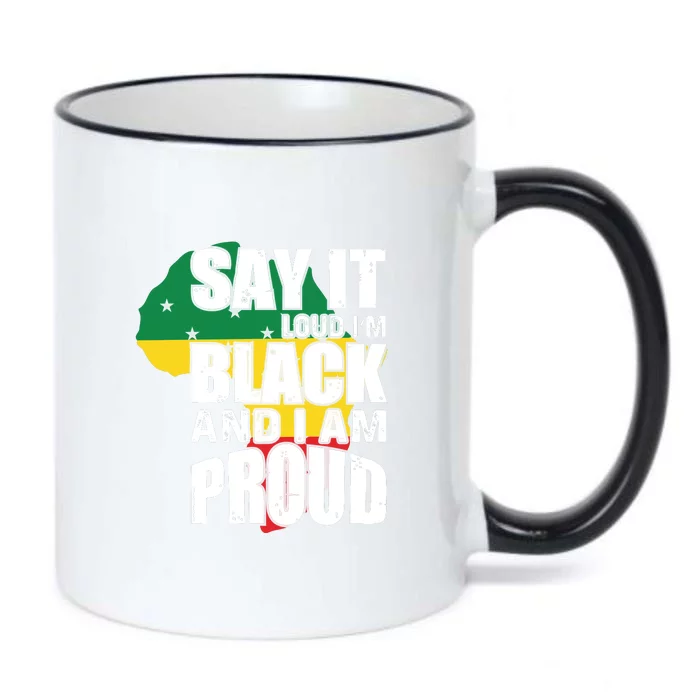 Say It Loud I'm Black And I'm Proud Pride History Flag Map Black Color Changing Mug