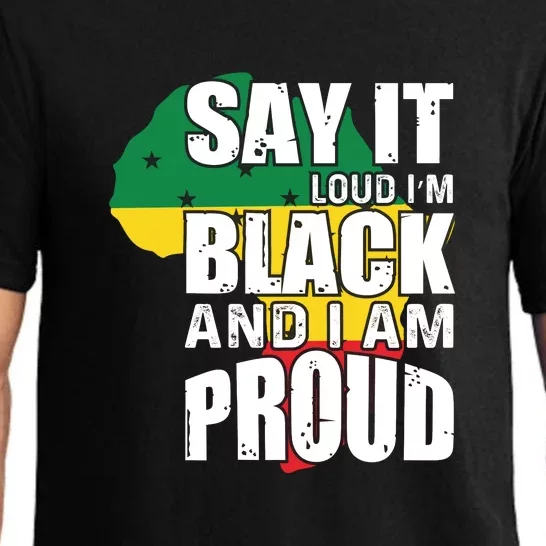 Say It Loud I'm Black And I'm Proud Pride History Flag Map Pajama Set