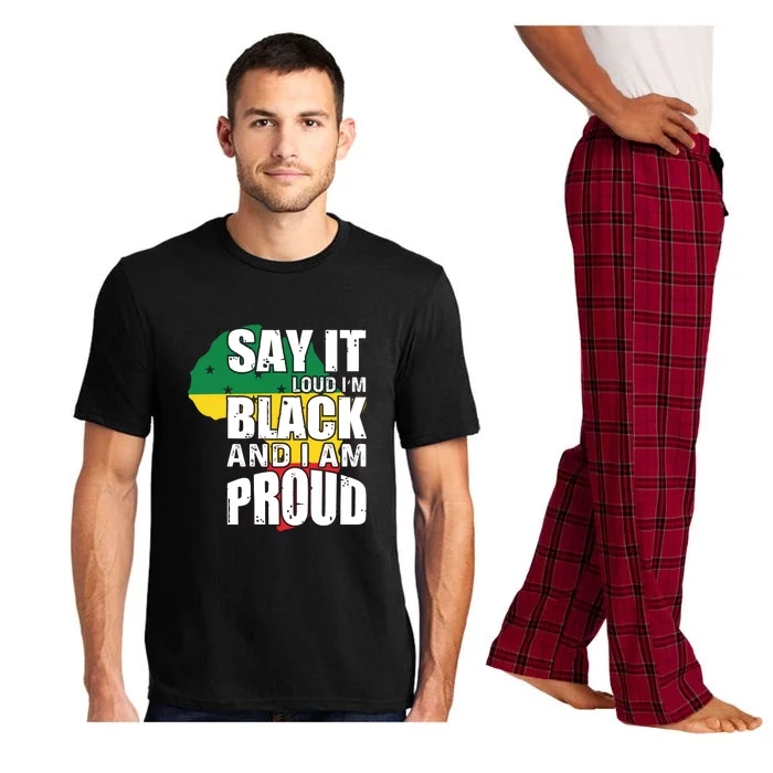 Say It Loud I'm Black And I'm Proud Pride History Flag Map Pajama Set