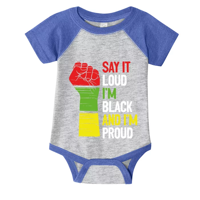 Say It Loud Im Black And Im Proud African American Pride Gift Infant Baby Jersey Bodysuit