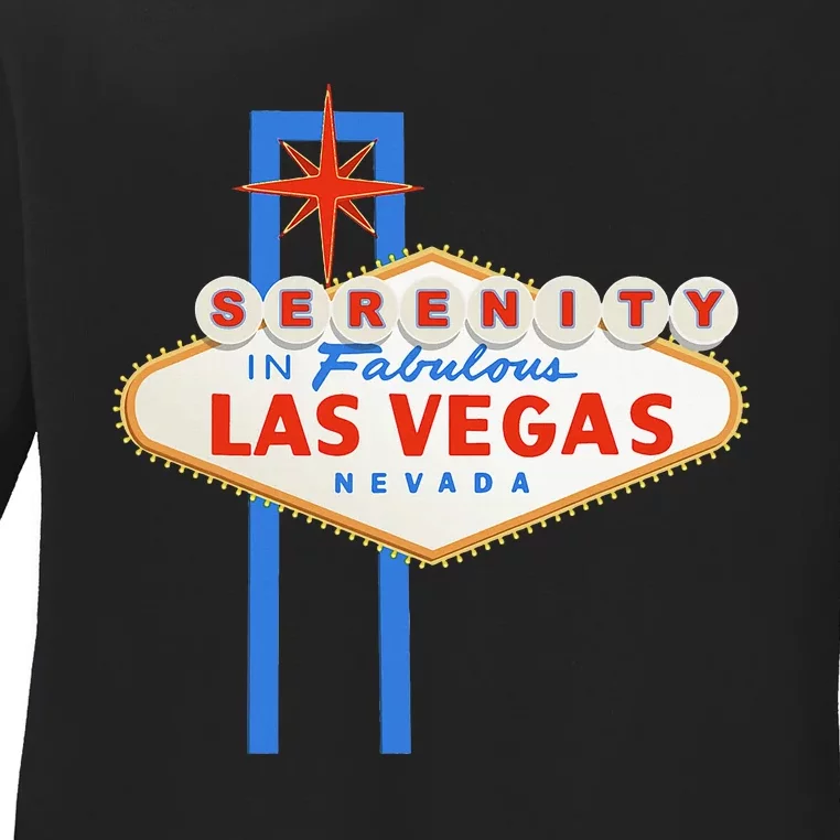 Serenity In Las Vegas Welcome Sign Aa Na Clean & Sober Ladies Long Sleeve Shirt