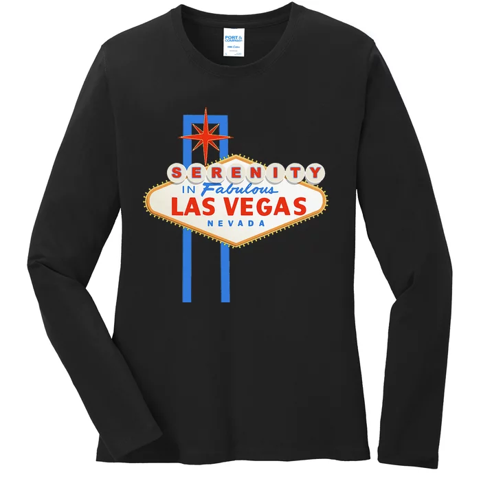 Serenity In Las Vegas Welcome Sign Aa Na Clean & Sober Ladies Long Sleeve Shirt