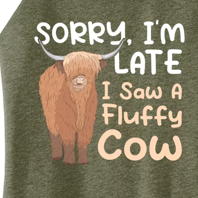 Sorry I'm Late I Saw A Fluffy Cow Highland Cow Breeder Women’s Perfect Tri Rocker Tank