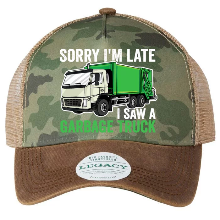 Sorry I'm Late A Saw A Garbage Truck Garbage Man Legacy Tie Dye Trucker Hat