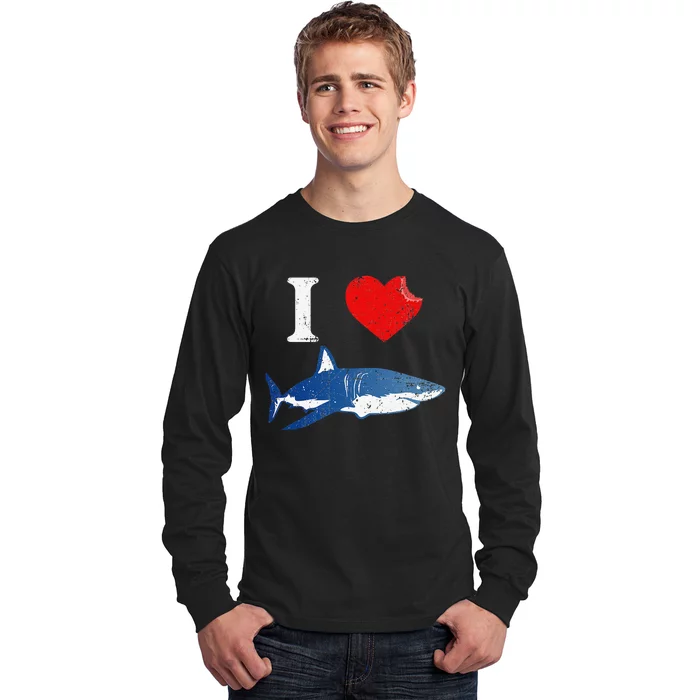 Shark I Love Shark Lover Gift Shark Long Sleeve Shirt