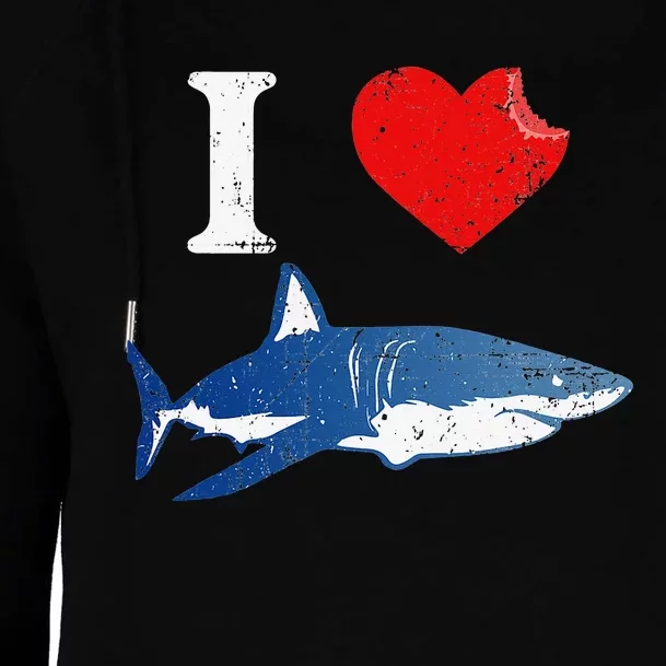 Shark I Love Shark Lover Gift Shark Womens Funnel Neck Pullover Hood