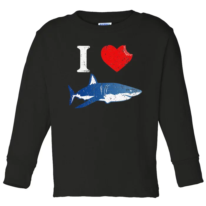 Shark I Love Shark Lover Gift Shark Toddler Long Sleeve Shirt